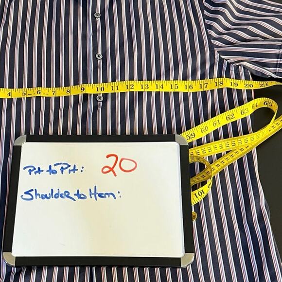 Bugatchi Blue and Red Striped Short Sleeve Comfort Stretch Button Down Size S - Picture 8 of 9